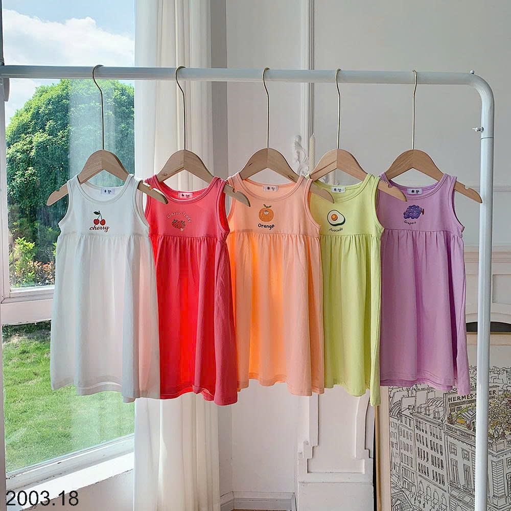 26HA2003.18 - VÁY BA LỖ COTTON HOA QUẢ BÉ GÁI