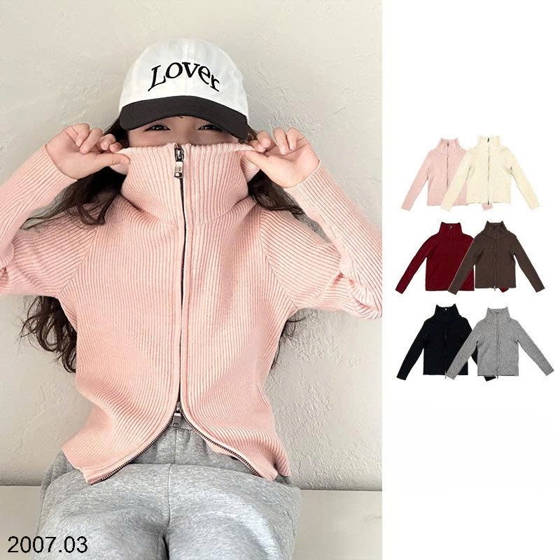 26HA2007.03 - ÁO KHOÁC CARDIGAN DỆT KIM CỔ CAO BÉ GÁI