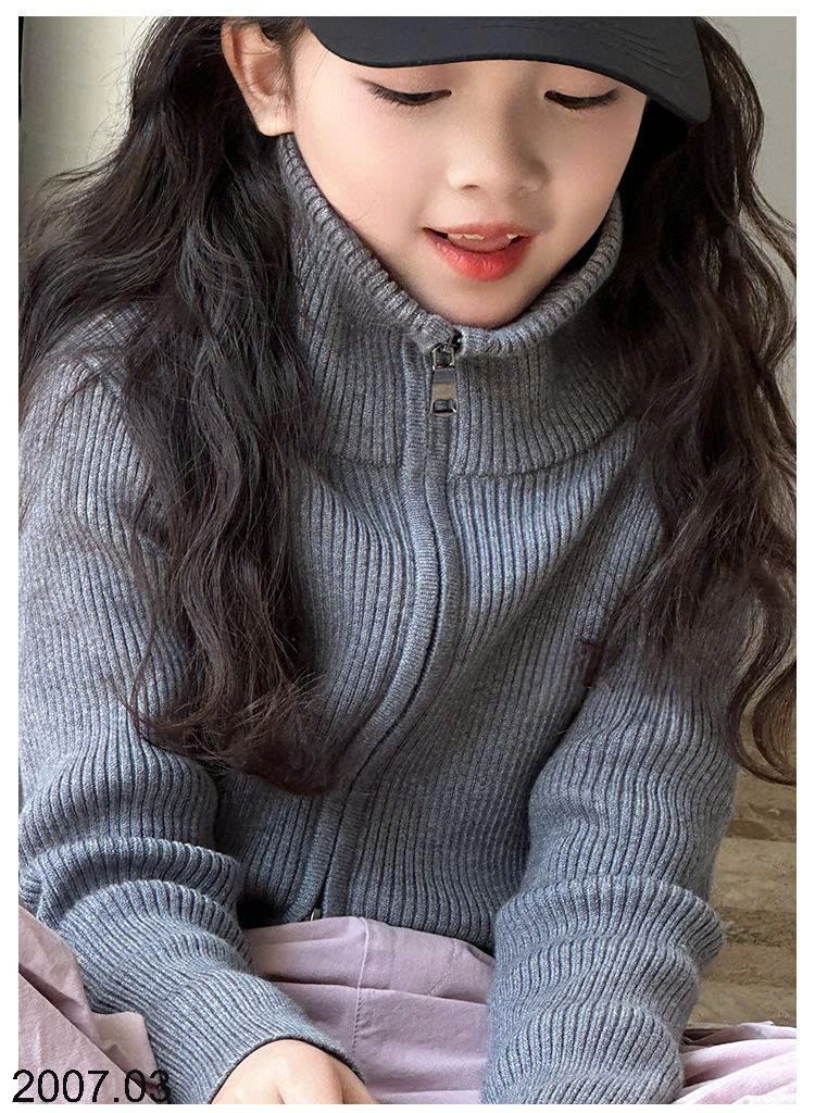 26HA2007.03 - ÁO KHOÁC CARDIGAN DỆT KIM CỔ CAO BÉ GÁI
