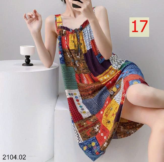 26HA2104.02 - VÁY LANH LỤA HAI DÂY BẢN TO