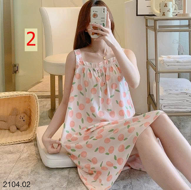 26HA2104.02 - VÁY LANH LỤA HAI DÂY BẢN TO