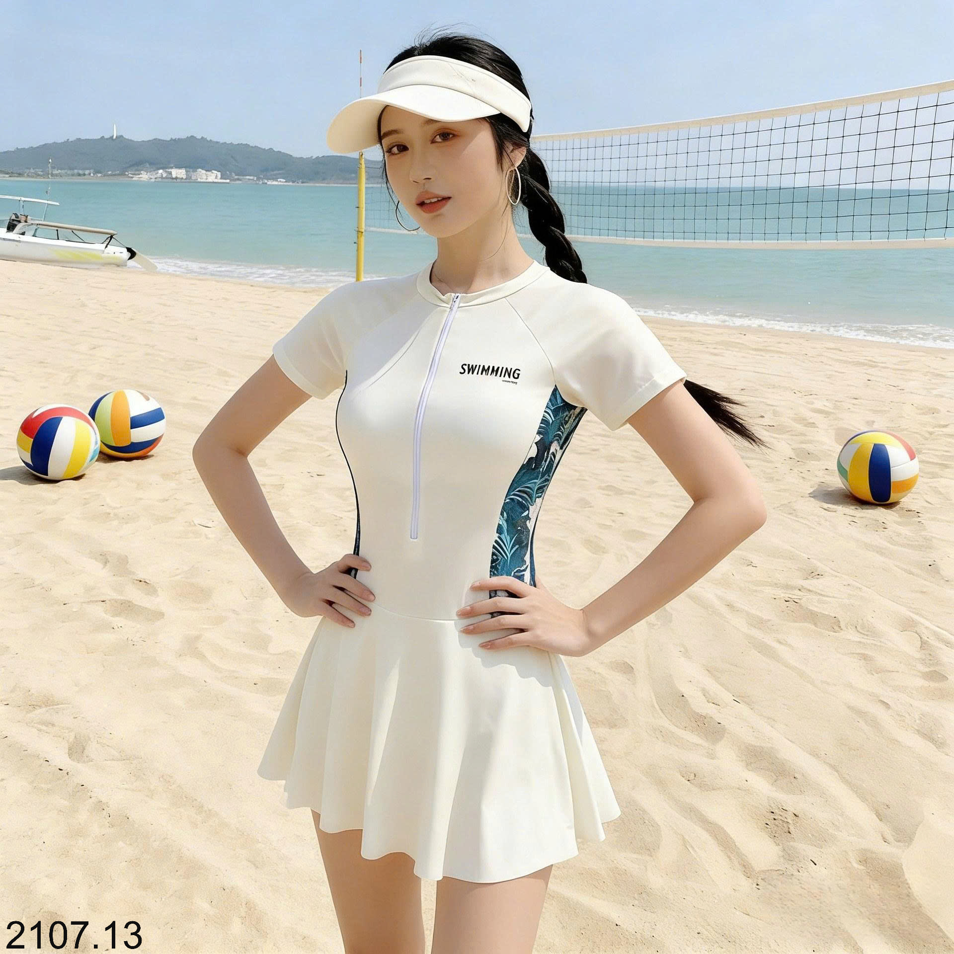 26HA2107.13 - VÁY BƠI NỮ MÀU TRẮNG