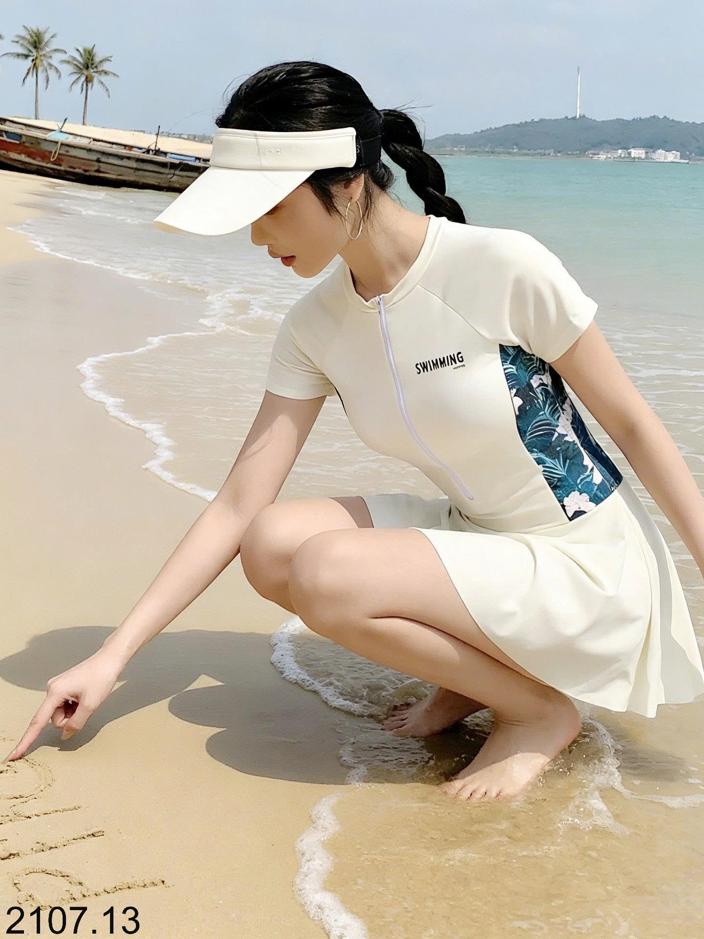 26HA2107.13 - VÁY BƠI NỮ MÀU TRẮNG