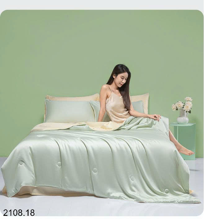 26HA2108.18 - SET CHĂN GA GỐI LỤA QUẢNG CHÂU