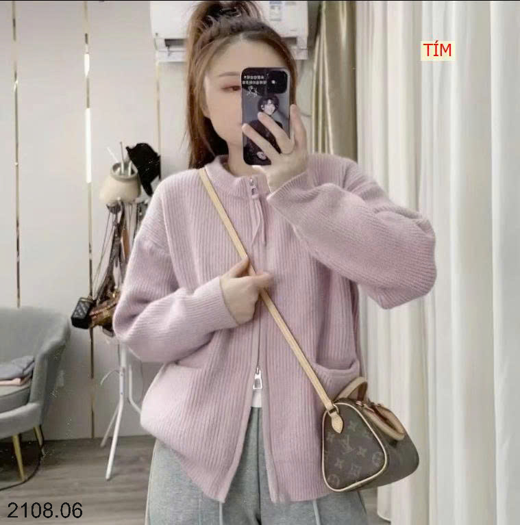 26HA2208.06 - ÁO LEN CARDIGAN KÉO KHÓA CHO NỮ