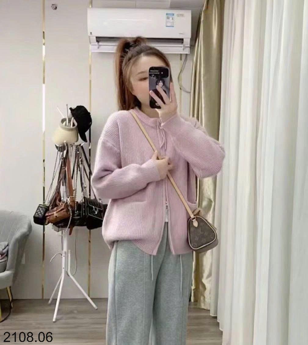 26HA2208.06 - ÁO LEN CARDIGAN KÉO KHÓA CHO NỮ