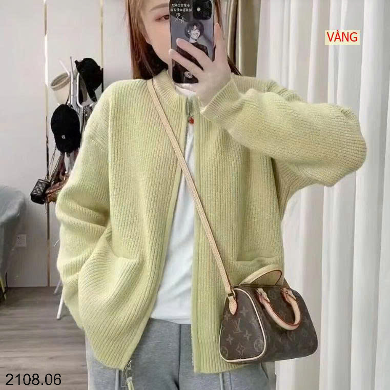 26HA2208.06 - ÁO LEN CARDIGAN KÉO KHÓA CHO NỮ