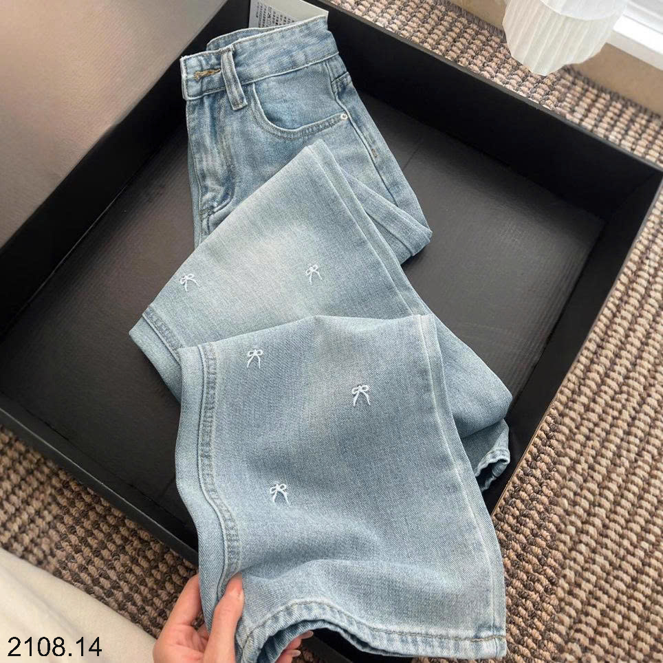 26HA2208.14 - QUẦN JEAN XUÔNG NỮ THÊU NƠ
