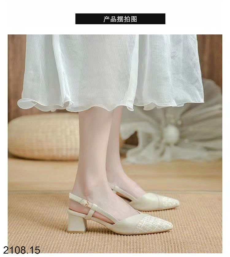 26HA2208.15 - GIÀY SANDAL NỮ MŨI NHỌN GÓT VUÔNG