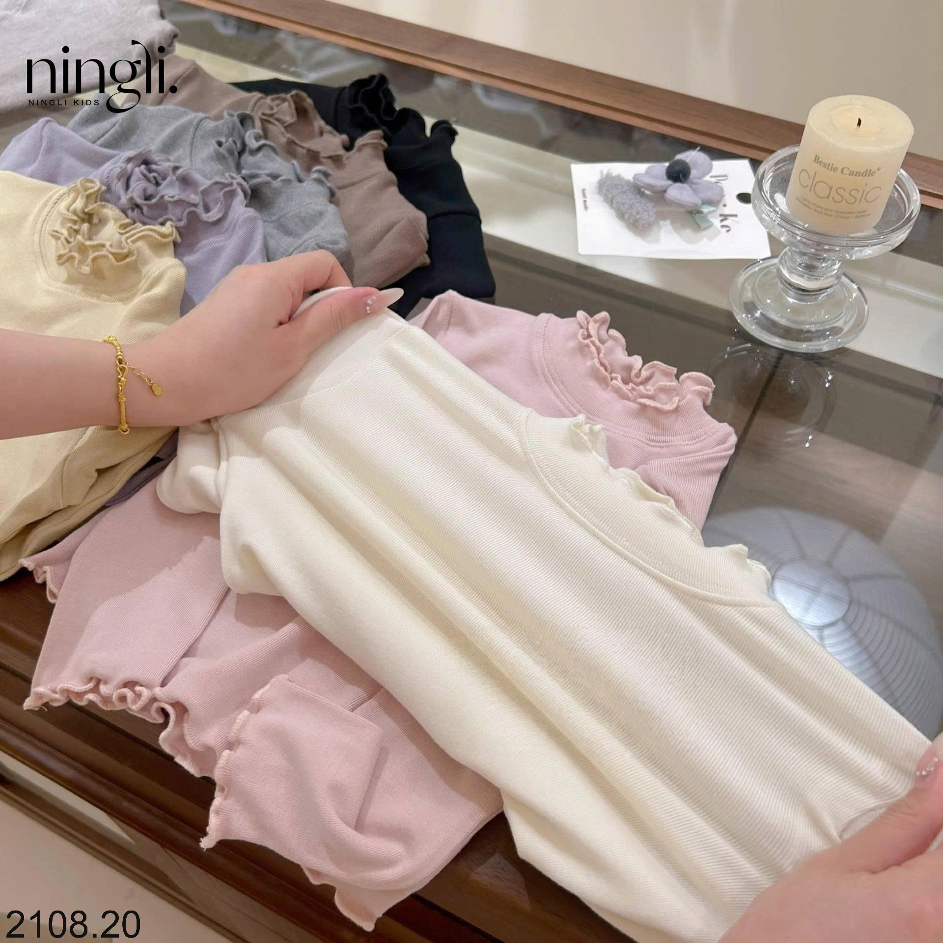 26HA2208.20 - ÁO GIỮ NHIỆT NINGLI CỔ VIỀN BÈO BÉ GÁI