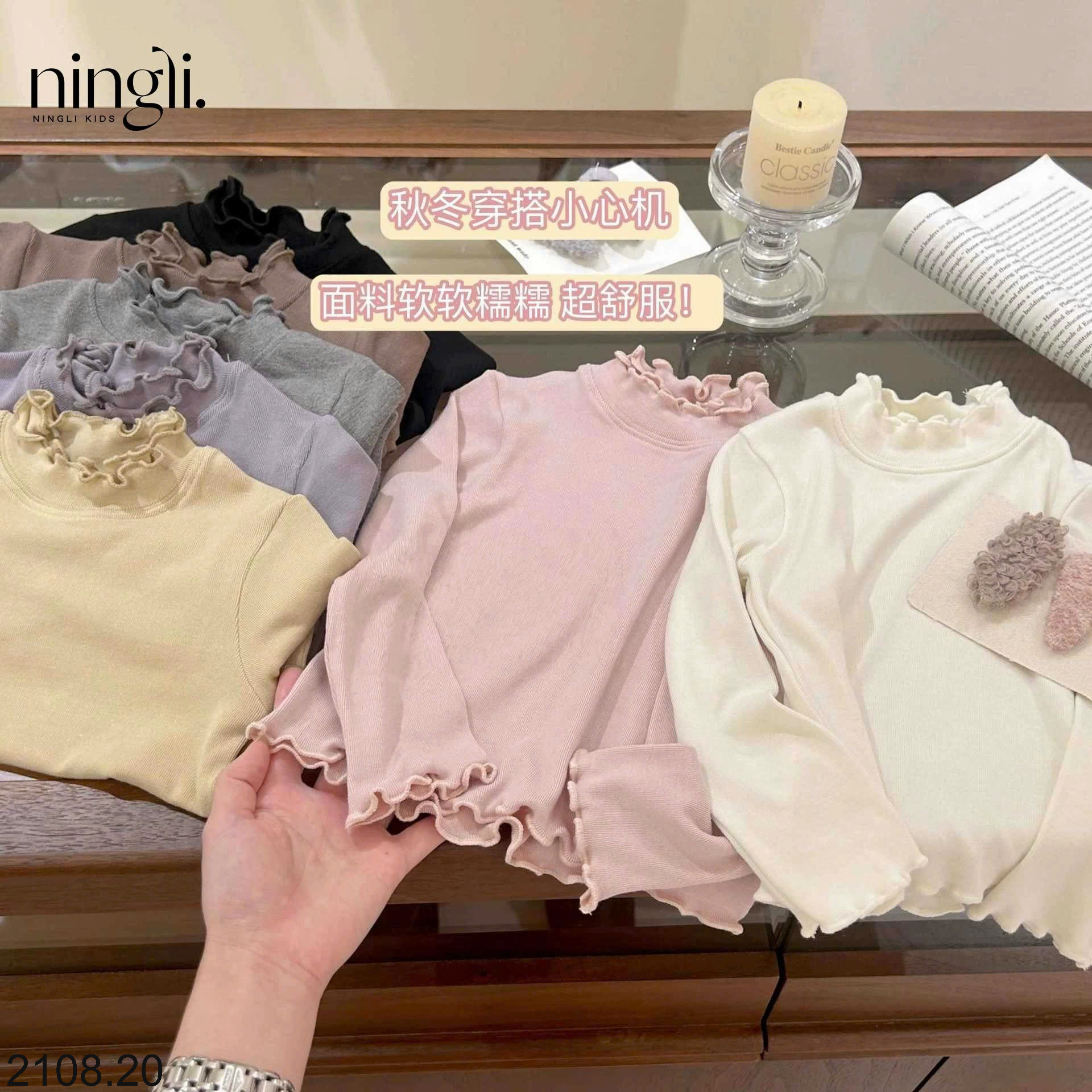 26HA2208.20 - ÁO GIỮ NHIỆT NINGLI CỔ VIỀN BÈO BÉ GÁI