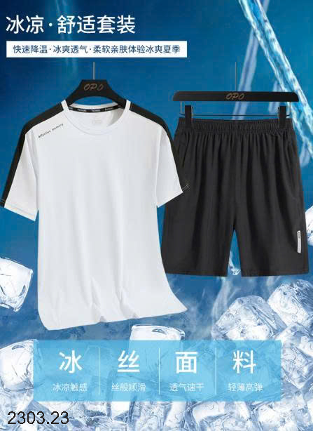 26HA2303.23 - BỘ THỂ THAO LỤA BĂNG CHO NAM