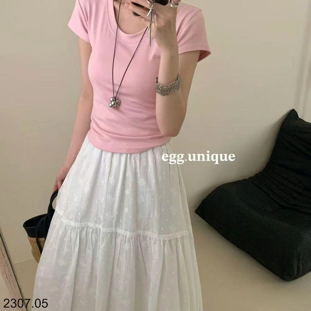 26HA2307.05 - ÁO CỔ TRÒN NGẮN TAY EGG CHO NỮ