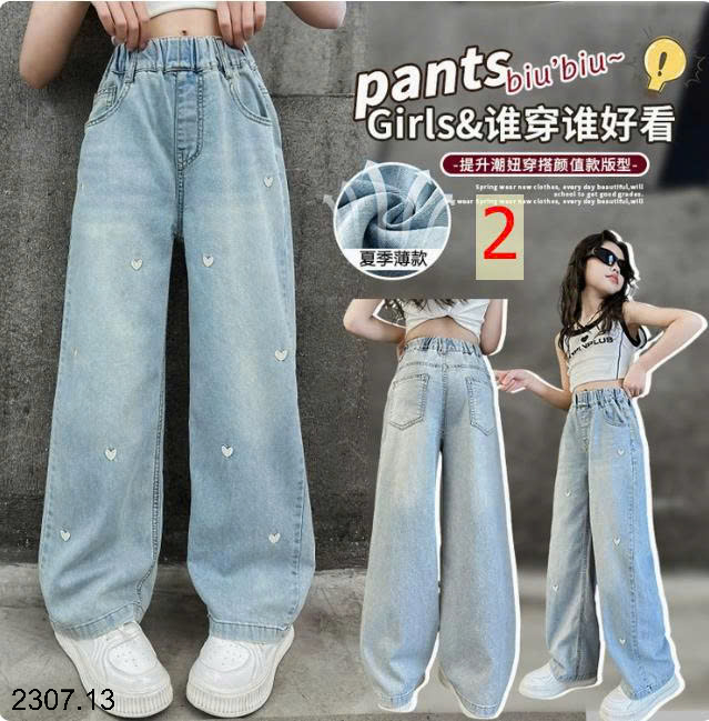 26HA2307.13 - QUẦN JEAN THÊU TIM SIZE ĐẠI BÉ GÁI