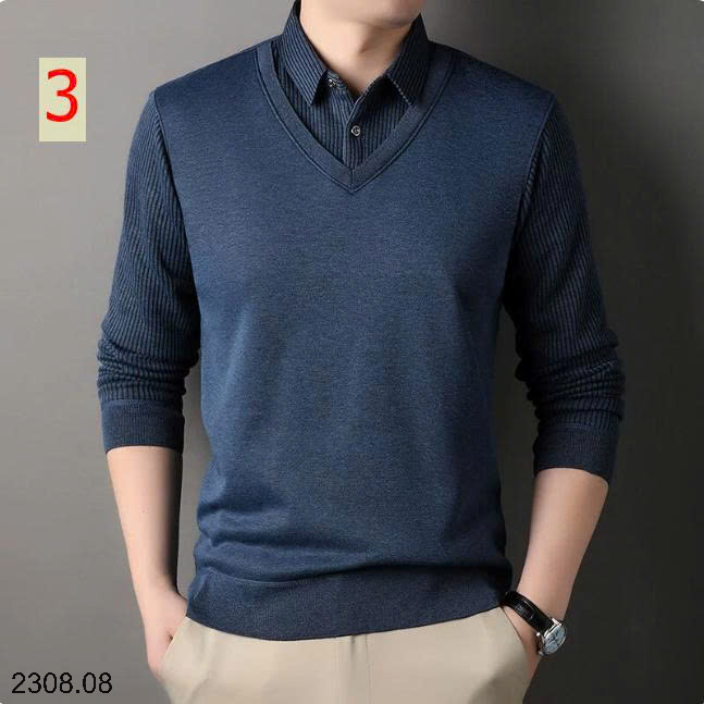 26HA2308.08 - ÁO LEN CỔ SƠ MI CHO NAM