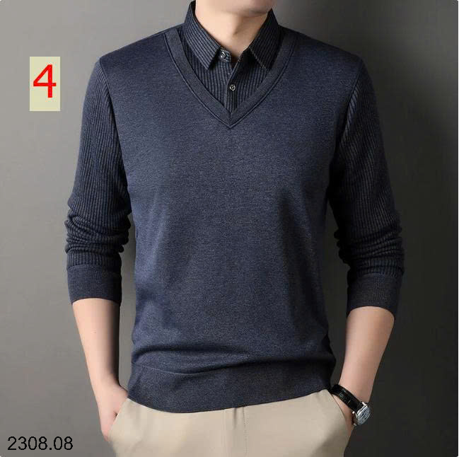 26HA2308.08 - ÁO LEN CỔ SƠ MI CHO NAM