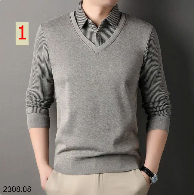 26HA2308.08 - ÁO LEN CỔ SƠ MI CHO NAM