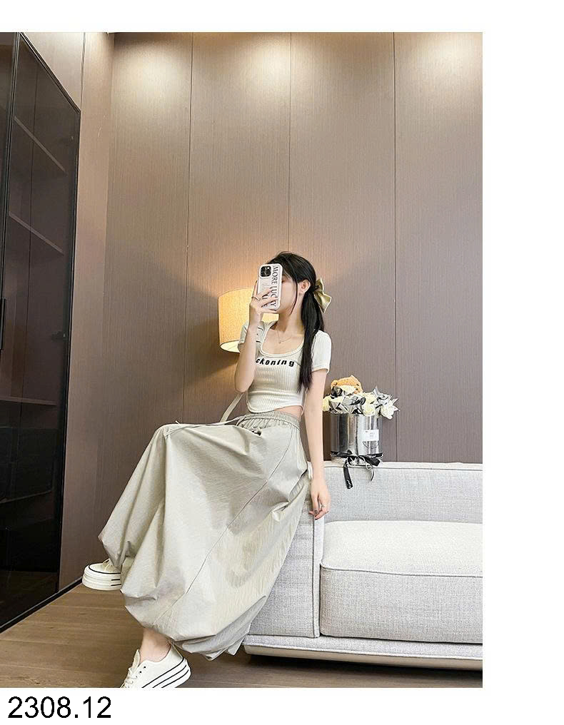 26HA2308.12 - CHÂN VÁY TULIP DÁNG CHỮ A CẠP CAO