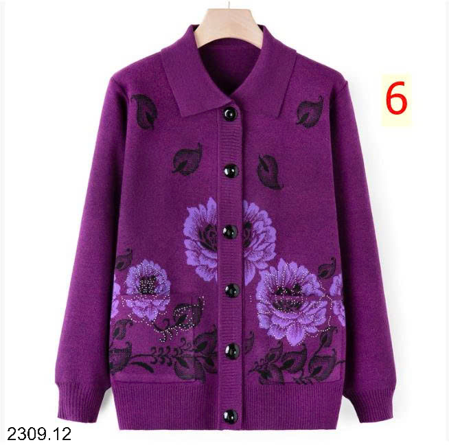 26HA2309.12 - ÁO LEN CARDIGAN HOA TÚI HÔNG TRUNG NIÊN