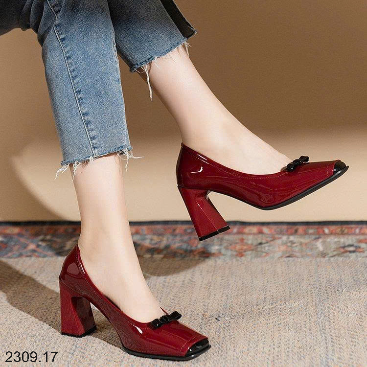 26HA2309.17 - GIÀY CAO GÓT NƠ MŨI VUÔNG