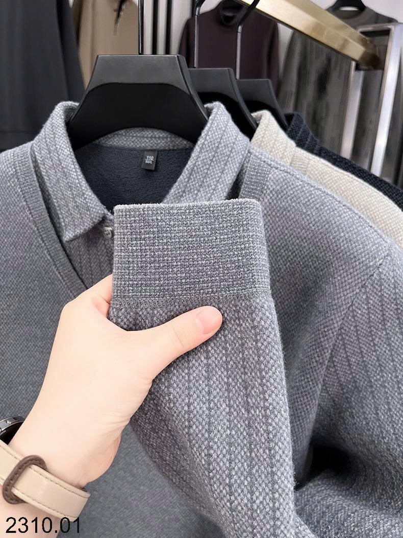 26HA2310.01 - ÁO LEN CỔ SƠ MI LÓT LÔNG CHO NAM