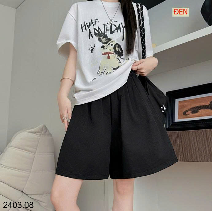 26HA2403.08 - QUẦN SHORT NỮ ỐNG RỘNG CẠP CAO