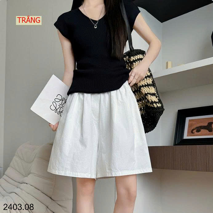 26HA2403.08 - QUẦN SHORT NỮ ỐNG RỘNG CẠP CAO