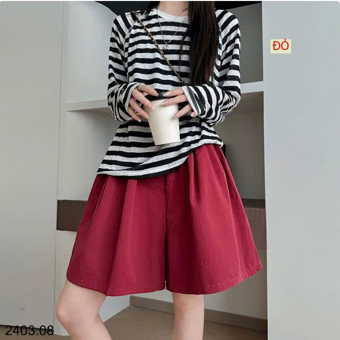 26HA2403.08 - QUẦN SHORT NỮ ỐNG RỘNG CẠP CAO