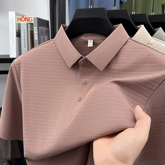 26HA2403.20 - POLO NAM LỤA BĂNG XƯỚC QUẢNG CHÂU