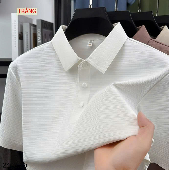 26HA2403.20 - POLO NAM LỤA BĂNG XƯỚC QUẢNG CHÂU