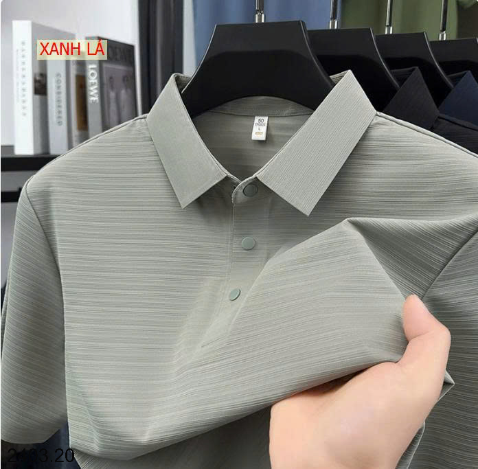 26HA2403.20 - POLO NAM LỤA BĂNG XƯỚC QUẢNG CHÂU