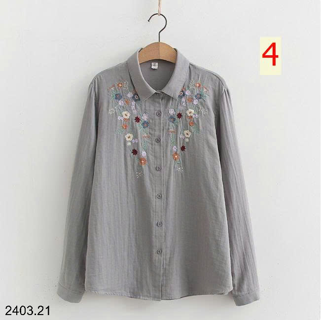 26HA2403.21 - ÁO SƠ MI THÊU HOA CHO NỮ