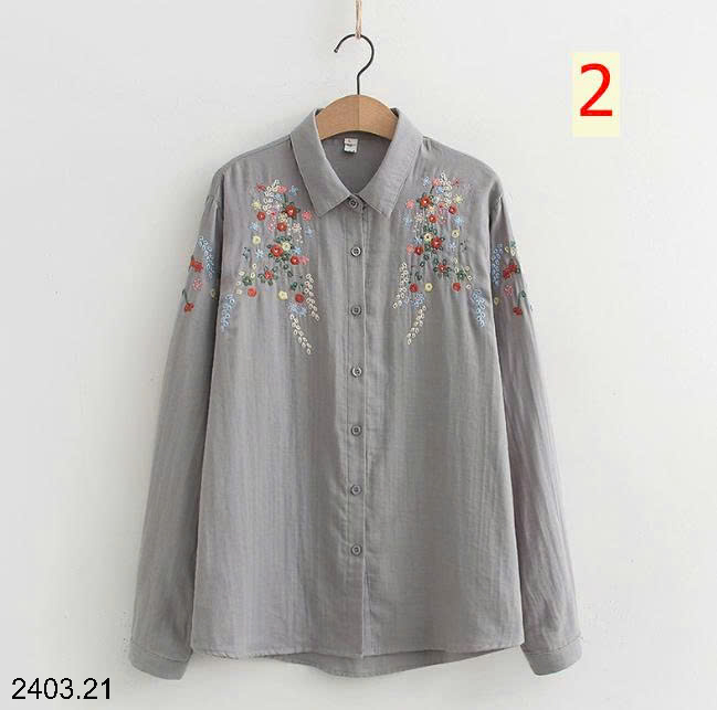 26HA2403.21 - ÁO SƠ MI THÊU HOA CHO NỮ