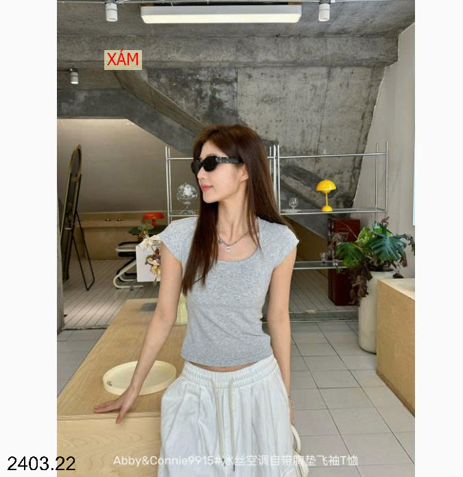 26HA2403.22 - ÁO THUN CỔ VUÔNG NỮ