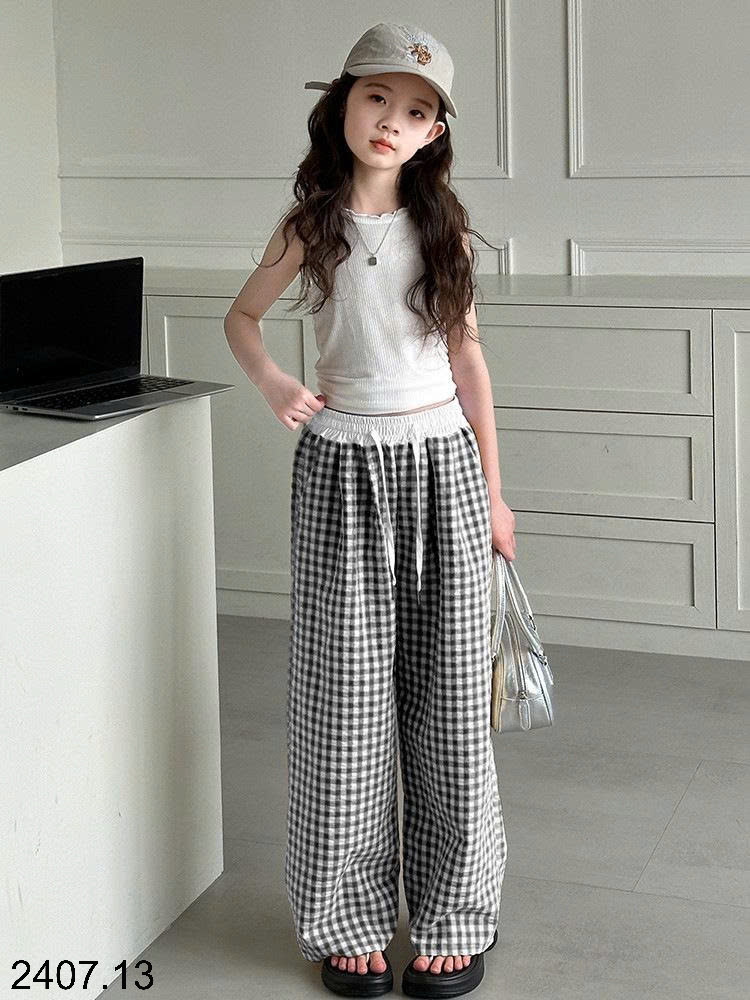 26HA2407.13 - QUẦN KẺ ỐNG RỘNG SIZE ĐẠI BÉ GÁI