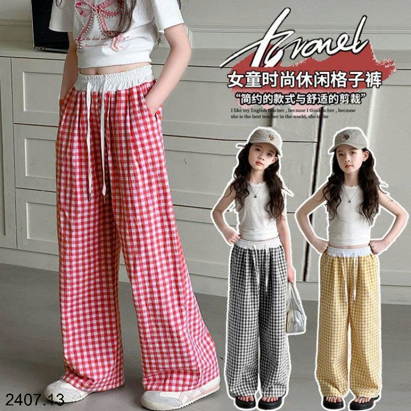 26HA2407.13 - QUẦN KẺ ỐNG RỘNG SIZE ĐẠI BÉ GÁI