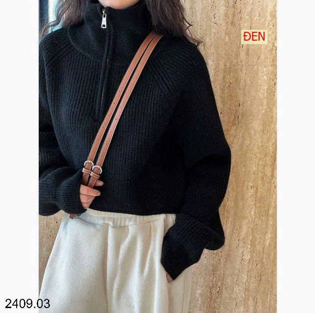 26HA2409.03 - ÁO LEN NỮ CỔ KÉO KHÓA