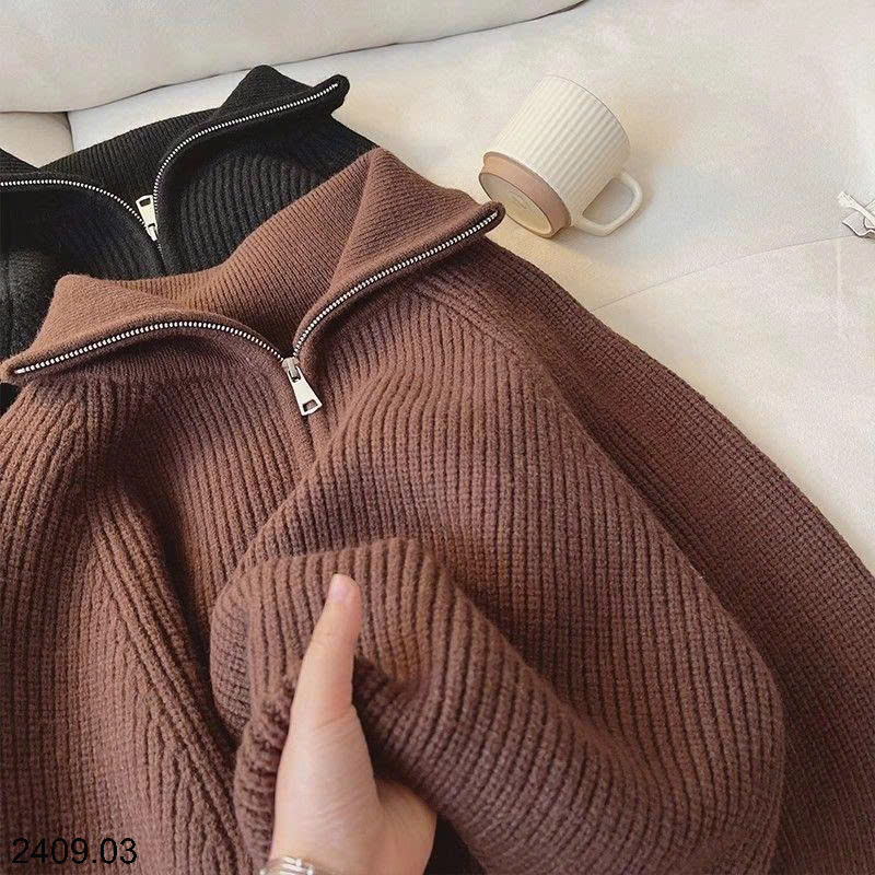 26HA2409.03 - ÁO LEN NỮ CỔ KÉO KHÓA