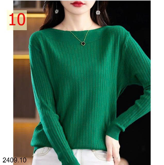 26HA2409.10 - ÁO LEN DỆT KIM CỔ THUYỀN