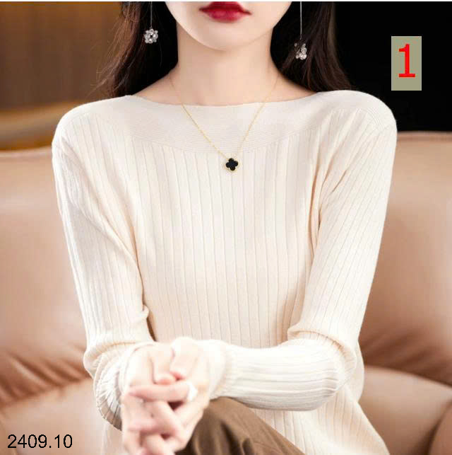 26HA2409.10 - ÁO LEN DỆT KIM CỔ THUYỀN