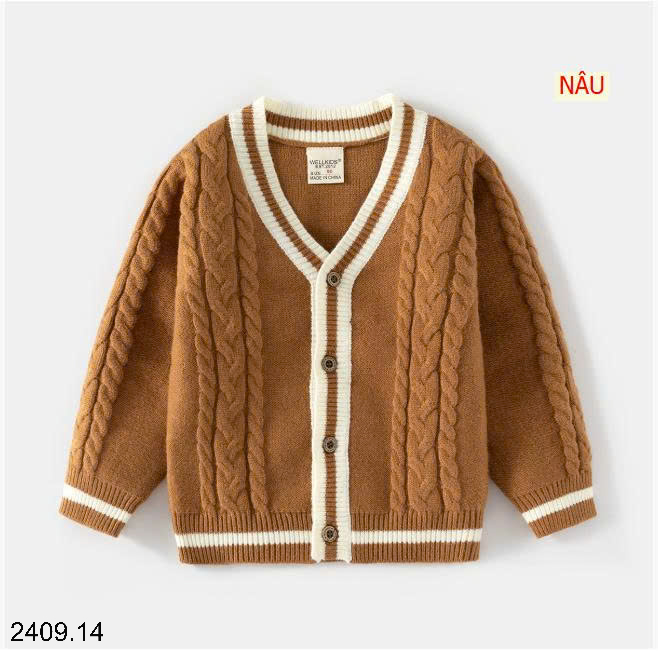 26HA2409.14 - CARDIGAN LEN BÉ TRAI HÃNG WELLKIDS