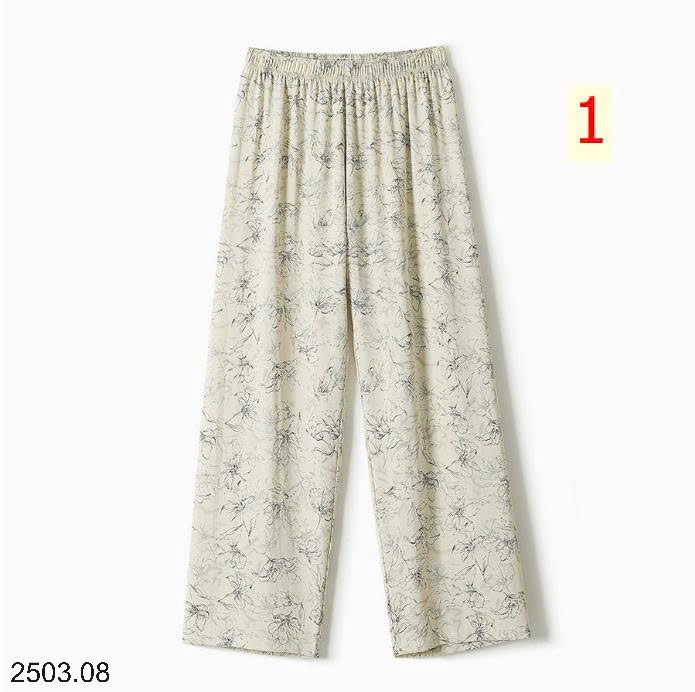 26HA2503.08 - QUẦN VẢI CHIFFON IN HỌA TIẾT