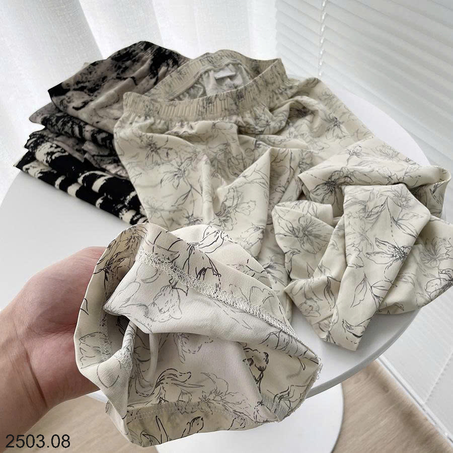 26HA2503.08 - QUẦN VẢI CHIFFON IN HỌA TIẾT