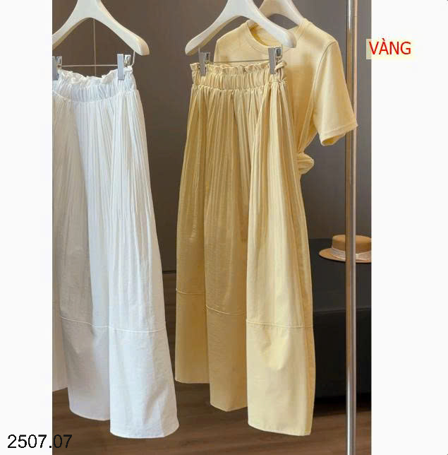 26HA2507.07 - CHÂN VÁY MIDI XẾP LY CẠP CAO