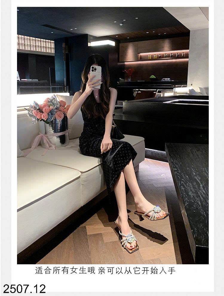 26HA2507.12 - GUỐC CAO GÓT HOA ĐÍNH ĐÁ