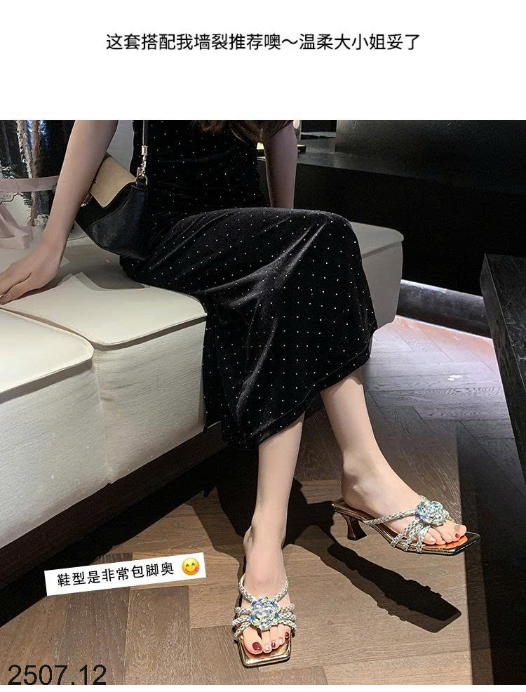 26HA2507.12 - GUỐC CAO GÓT HOA ĐÍNH ĐÁ