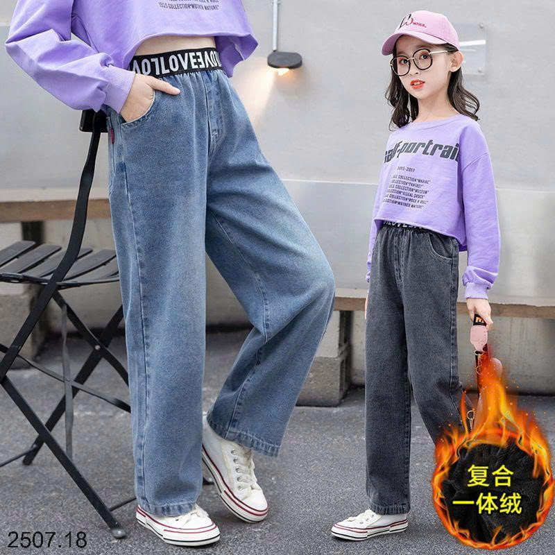 26HA2507.18 - QUẦN JEAN XUÔNG CẠP CHỮ BÉ GÁI SIZE ĐẠI