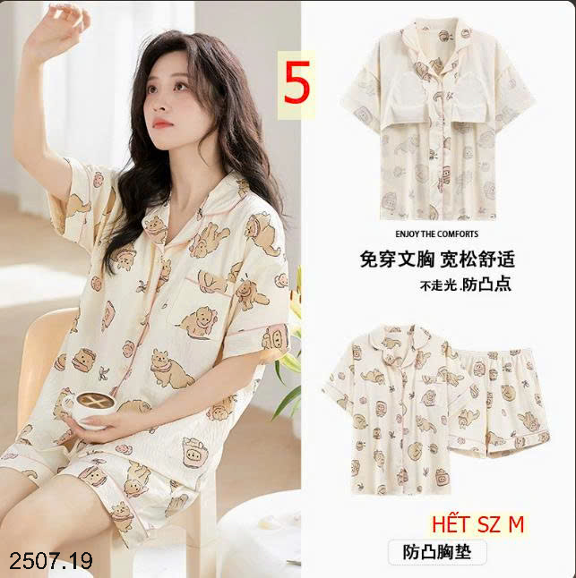 26HA2507.19 - BỘ PIJAMA CỘC NỮ KÈM BRA