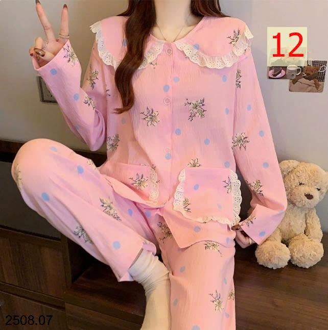 26HA2508.07 - BỘ NỮ MẶC NHÀ CỔ BÈO CHO NỮ
