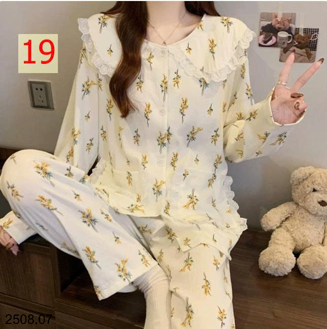 26HA2508.07 - BỘ NỮ MẶC NHÀ CỔ BÈO CHO NỮ